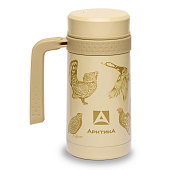 Термос Арктика 412-500, кружка, с ручкой, птицы, beige