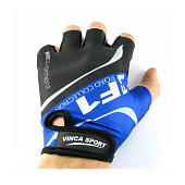 Велоперчатки короткие Vinca Sport F1, blue