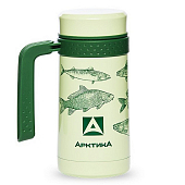 Термос Арктика 412-500 кружка с ручкой рыбы, green