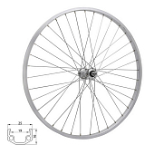 Колесо переднее 24" Remerx 219; Втулка V-br, шарики, Alu, гайки; Обод V-br, одинарный