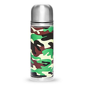 Термос Арктика 108-500X питьевой в кожаной оплетке, khaki