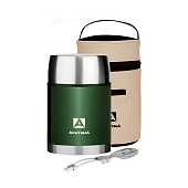 Термос Арктика 306-800A с широким горлом в чехле, green